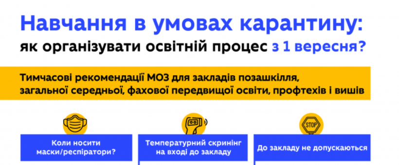 Рекомендації щодо організації освітнього процесу в закладі в умовах карантину